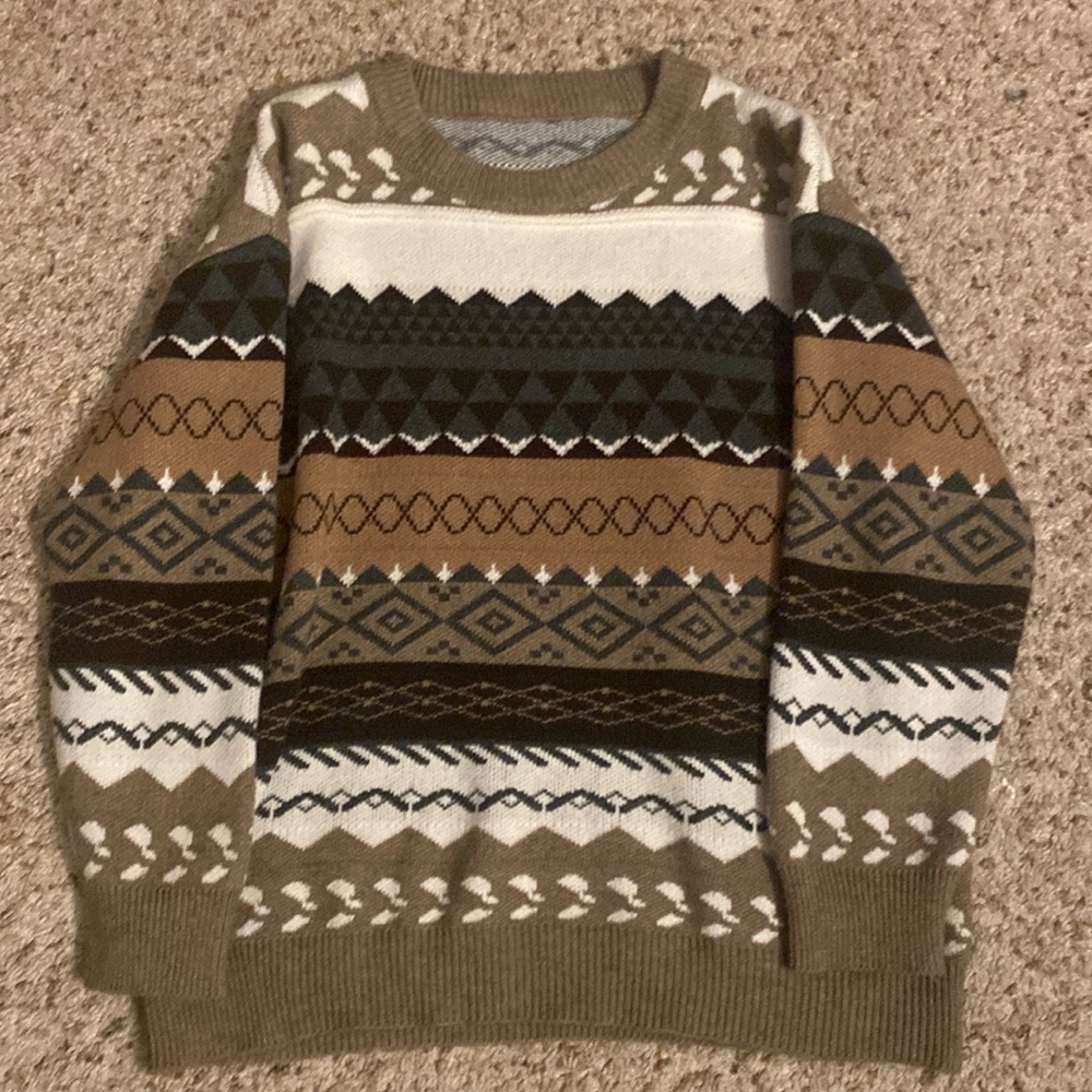 Brown Knitted Patterned Sweater